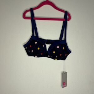 Boden Womens Polka Dot Bikini Top Size 32 A Navy new with tags